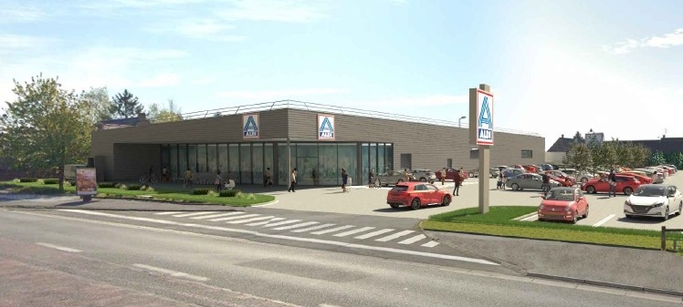 Surface commerciale Aldi à Brebières et ossature bois réalisée par C MOB