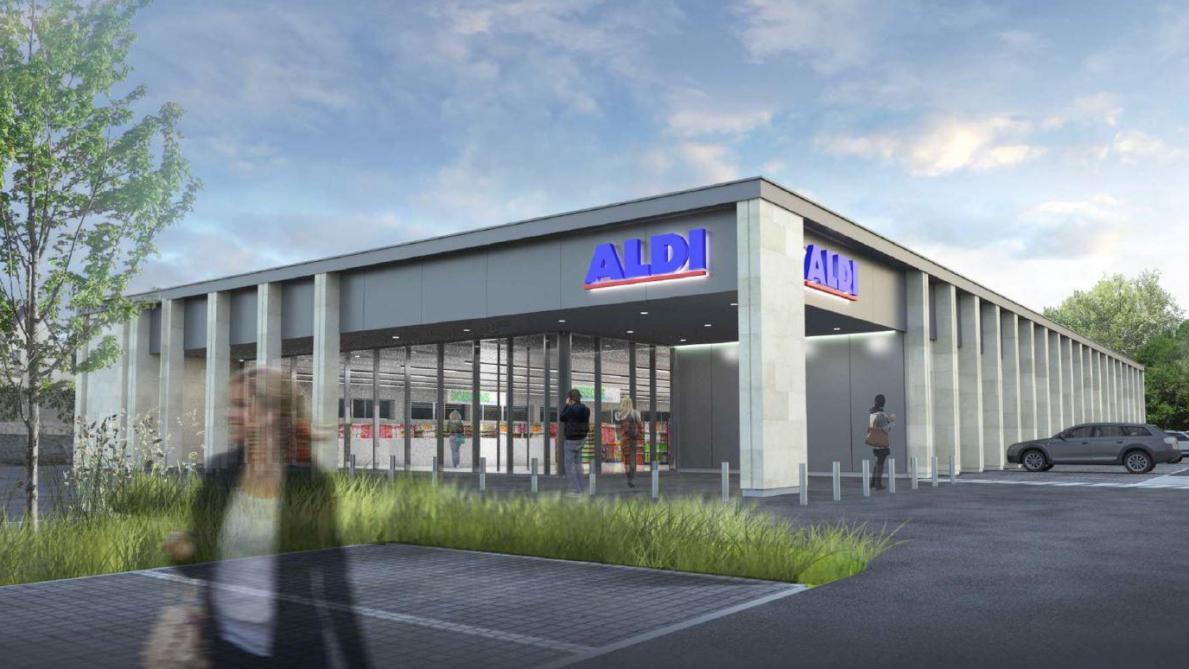 construction murs ossature bois magasin Aldi Soissons