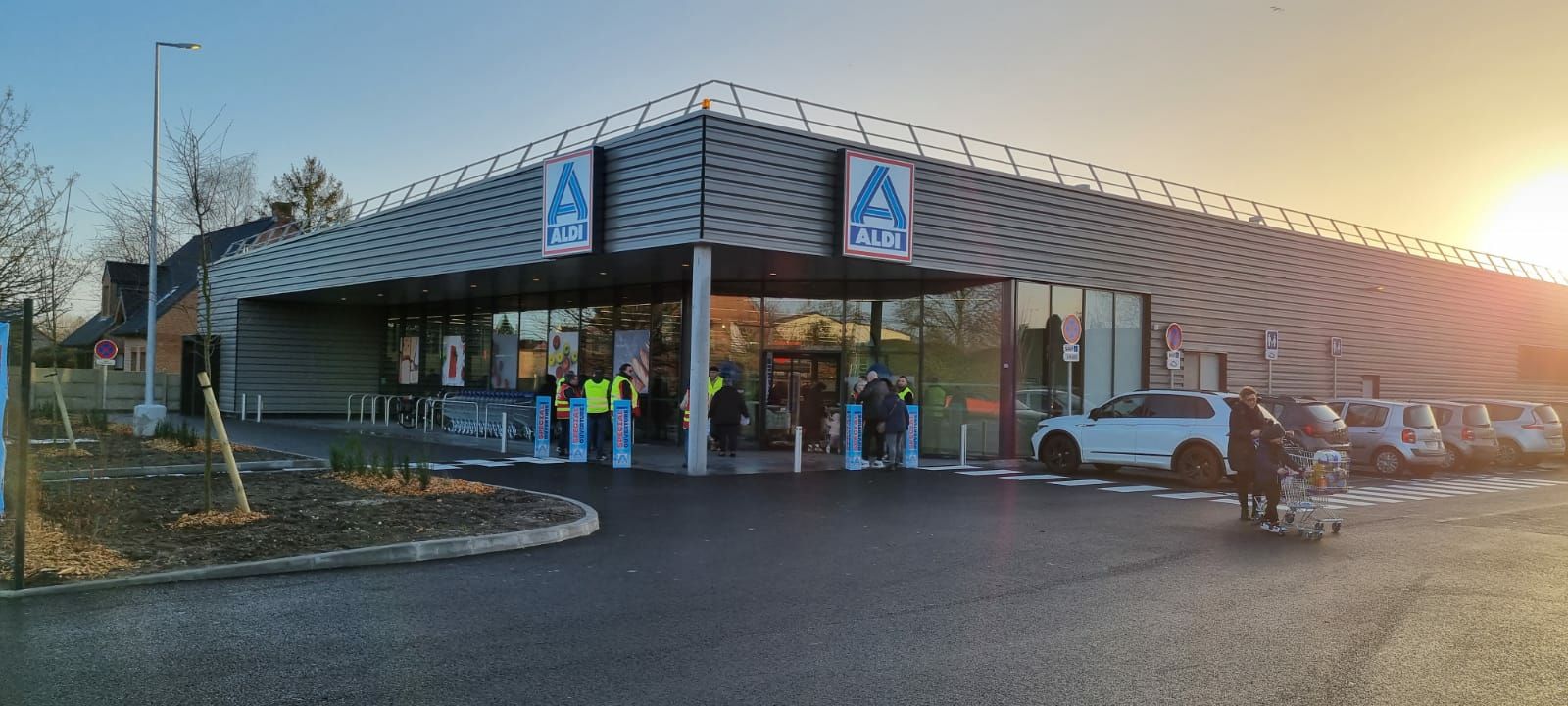 Magasin Aldi construit avec des murs à ossature bois