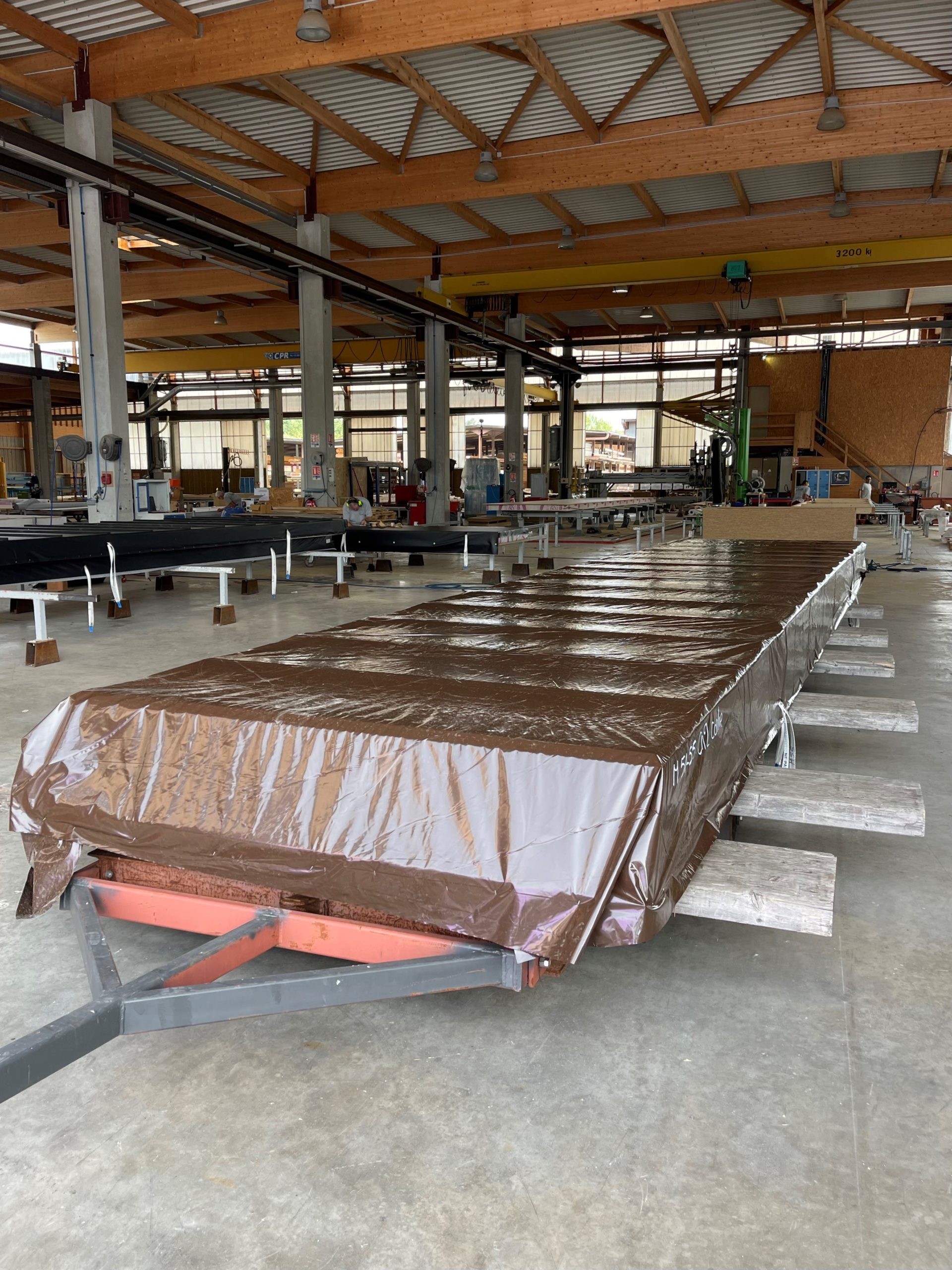 Fabrication des murs à ossature bois pour le magasin Aldi de Nogent
